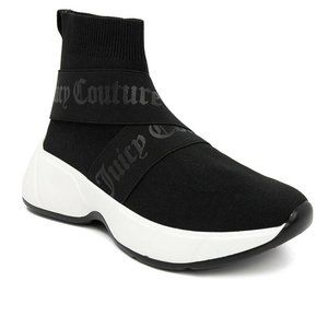 New women' s JUICY COUTURE Ariella Wedge Black Logo Modern Knit Boots Shoes
